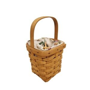 LONGABERGER 1998 Silverware Basket with Wood‎ Divider, Fabric Liner Protector